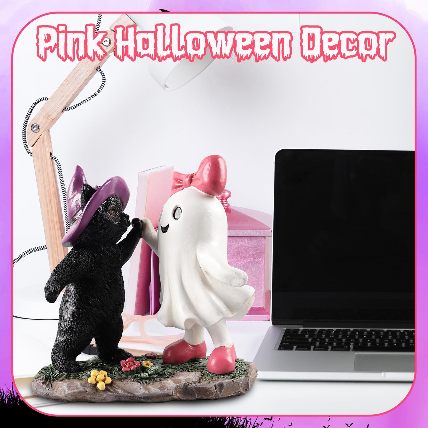 PAJH Halloween Decorations Indoor Ghost Gifts, Black Cat Ghost