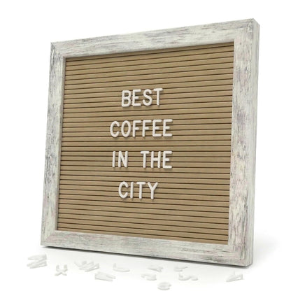 C CRYSTAL LEMON Rustic Cappuccino Felt Letter Board 10x10 Inch, 336 Letters Numbers and Symbols, Changeable Message Board with Wood Frame, Wall Mount or Stand