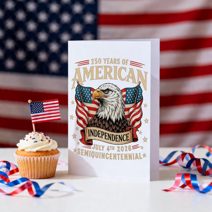 MEGLORT 250th Anniversary Greeting Cards with Envelopes, 5-Pack 4"x 6"(Folded), America 250 Years Card, Patriotic Thank You Cards for Veterans Day, Memorial Day, 4th of July & Military Gifts