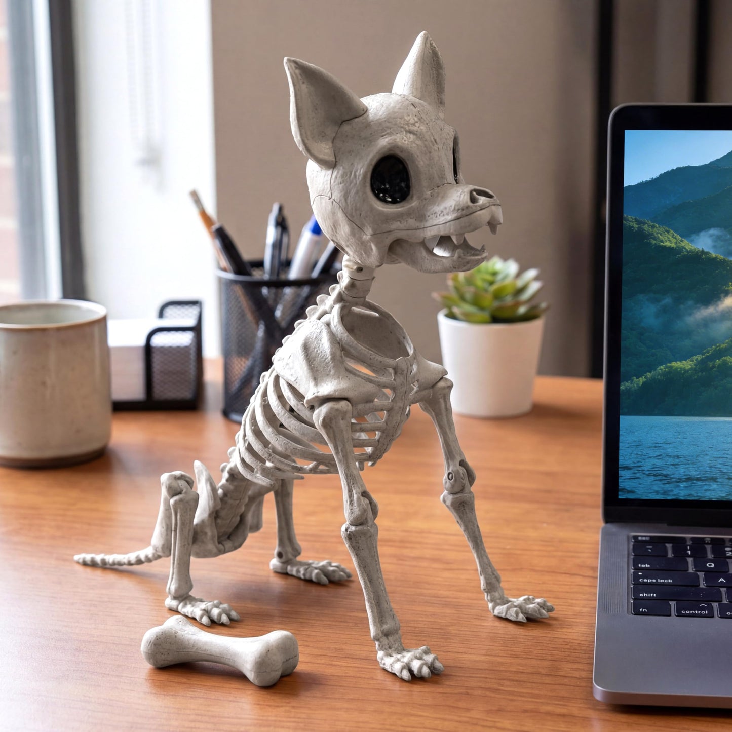 JOYIN Plastic Chihuahua Dog Skeleton Halloween Decorations 12.6 inches Plastic Puppy Bones Skeleton with Posable Joints for Halloween Indoor Outdoor, Graveyard Party Decor