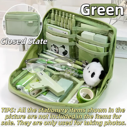 UIVXXUD Kawaii Cute Aesthetic Pencil Case - Large Capacity Canvas Pen Pouch Bag (Green)