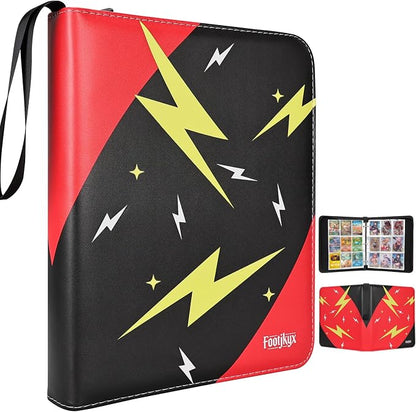 Premium Trading Card Storage Album,9 Pocket 40 Side Pages, 360 Cards,Black Zipper Binder for Collectible Games, Sports Card Organization&Protection (Black/Red)