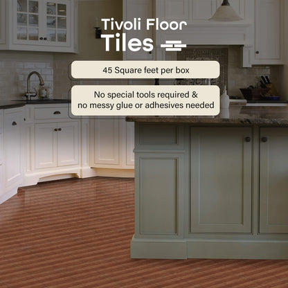 Tivoli Self Adhesive Vinyl Floor Tiles, 45 Tiles - 12" x 12", Light Oak Plank-Look - Peel & Stick, DIY Flooring for Kitchen, Dining Room, Bedrooms, Basements & Bathrooms by Achim Home Decor