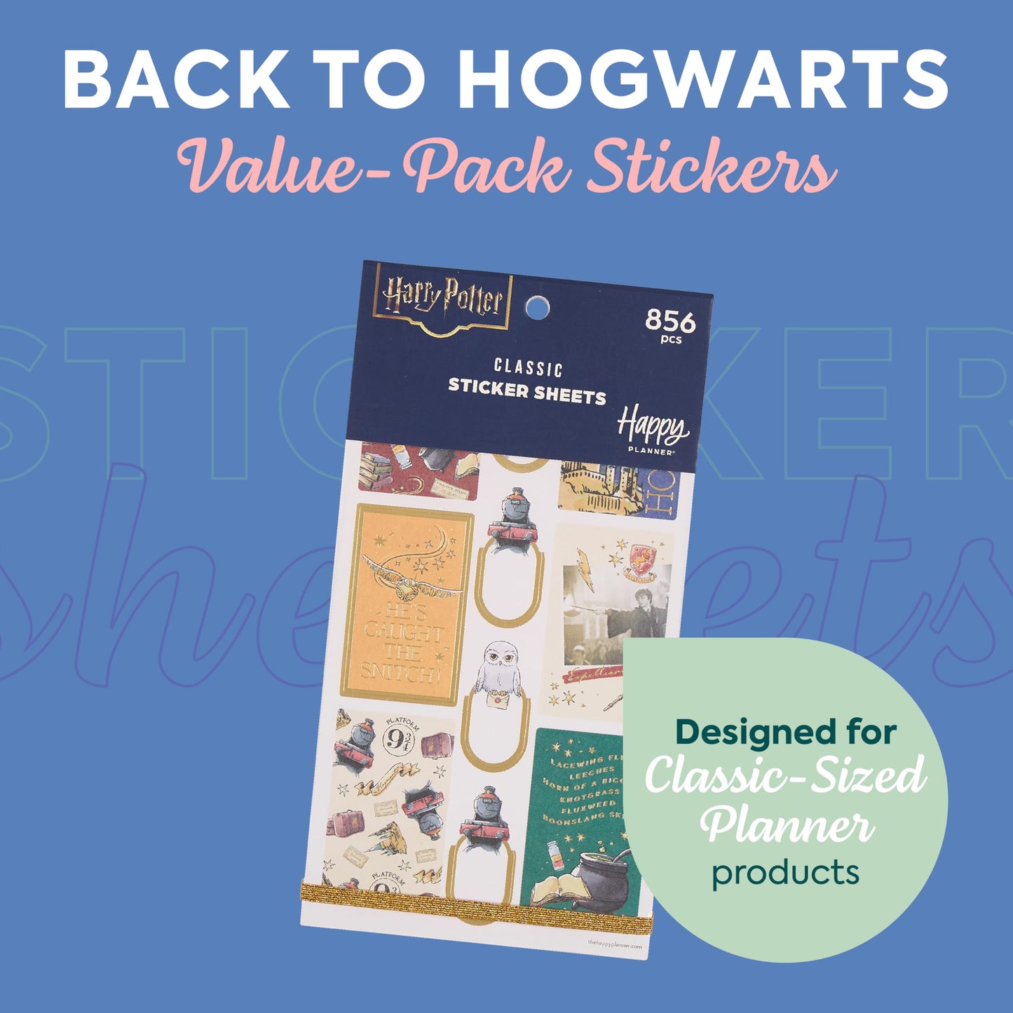 Happy Planner Harry Potter Sticker Set for Planners, Calendars, and Journals, Easy-Peel Stickers, Scrapbook Accessories, Hogwarts Magic, 30 Sheets, 656 Stickers Total