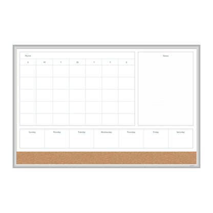U Brands Magnetic Dry Erase 4-in-1 Calendar White Board, 36" x 48", Silver Aluminum Frame