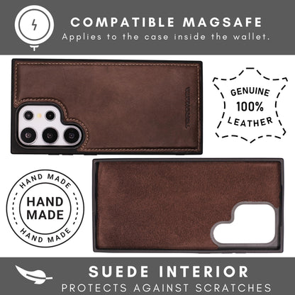 TORONATA Nevada Samsung Galaxy S24 Ultra Case – S24 Ultra Leather Case - Luxury S24 Ultra Wallet Case with Kickstand Design, Card Slots – Handcrafted Anti Scratch RFID Leather Wallet (Dark Brown)
