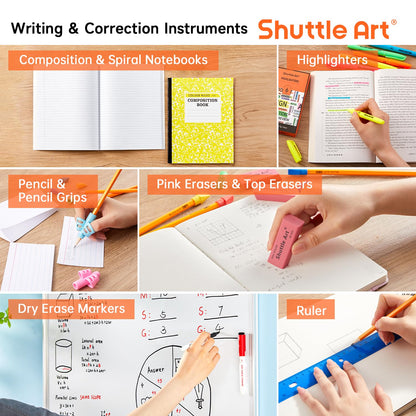 Shuttle Art 102 PCS Back to School Supplies Kit, School Supply Box for Grades K-5, School Supplies for Kids and Students, Including Pencils, Pens, Markers, Erasers, Notebooks, Folders and More