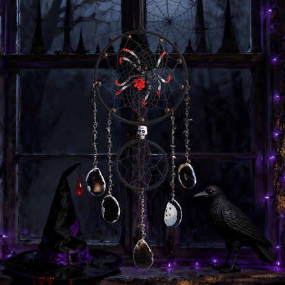 Spider Dream Catchers Black Gothic Dream Catcher Wall Hangings Vintage Crystal Suncatcher Hanging Window Panel Ornaments for Adults Boys