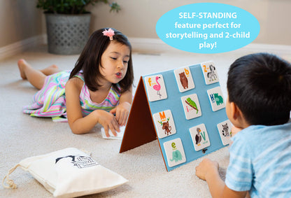 Foldable Felt Flannel Board - 14 x 23" Freestanding Quiet Book for Toddlers and Story Sets | Story Board for Kids Playtime | Use for Preschool Classroom and Homeschooling