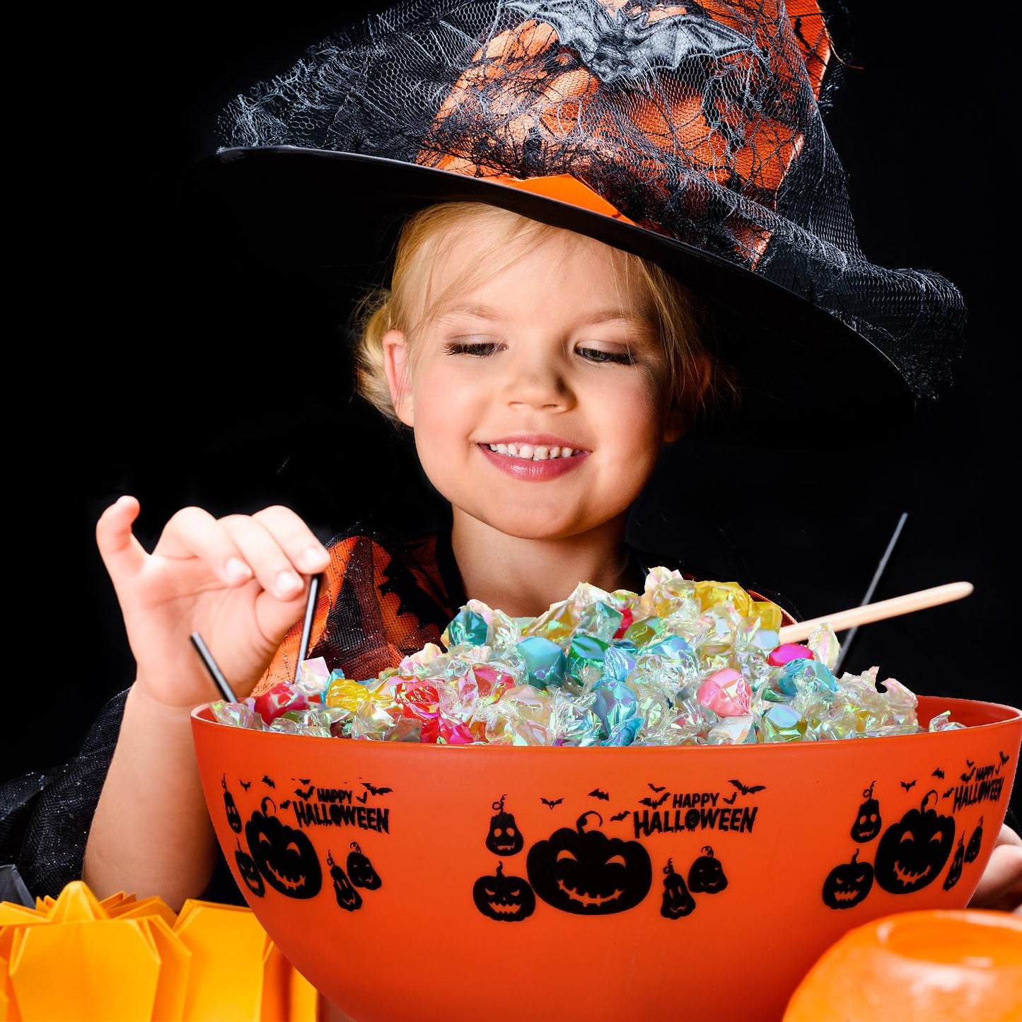 Didaey 3 Pcs Halloween Candy Bowl Plastic Trick Treat Candy Bowls Halloween Party Supplies Large Party Plastic Serving Tableware Holders(Horrific)