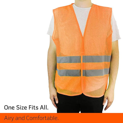 PeerBasics Safety Vests 20 Pack - Orange Reflective High Visibility, Men Women, Work, Cycling, Runner, Surveyor, Volunteer, Crossing Guard, Road, Construction