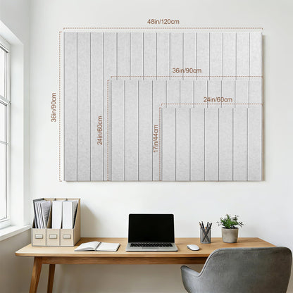 Lightomorrow Bulletin Board, 24 x 18 inches Felt Board Decorative Pin Board, 4' x 3' Cork Board Alternative for Wall, Foldable Photo Board with 20 Pushpins - Light Gray Stripes
