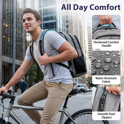 MATEIN Travel Laptop Backpack, 17 Inch Work TSA Approved Carry on Backpack, Large Computer Business Bag for Men Women with Trolley Sleeve and Anti Theft Pocket, College School Rucksack Book Bag, Grey