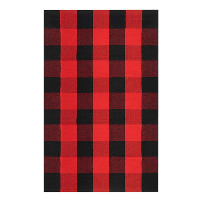 KOZYFLY Buffalo Plaid Rug 27.5x43 Inches Red and Black Checkered Rug Christmas Halloween Fall Door Mat Woven Cotton Washable Area Rugs Door Mat Outdoor Entrance for Front Porch Entryway
