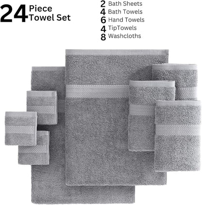 LANE LINEN Luxury 24 PCs Bath Towels Set