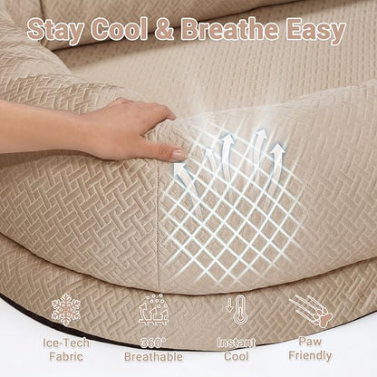 WROS Cooling Human Dog Bed for Summer, Breathable Washable Floor Lounger for People & Pets, 72"x41"x12", Dune Brown, Pet Bed for Hot Weather Relaxing
