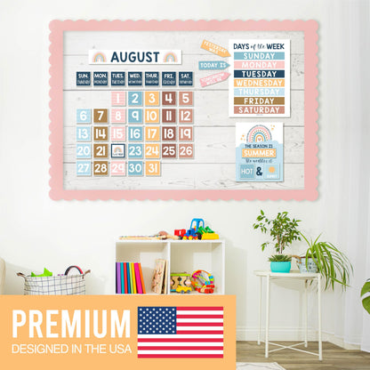 Hadley Designs Classroom Calendar Set Bulletin Board Decorations - Boho School Calendar for Classroom Decor, Kindergarten Preschool Elementary Teacher Must Haves, Homeschool & Daycare Essentials