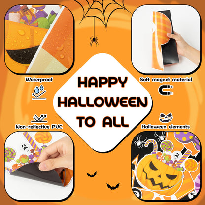 H1vojoxo 24PCS Halloween Garage Door Decorations Magnets Trick Or Treat Halloween Car Garage Magnets Sticker Pumpkin Candy Bats Cat Refrigerator Mailbox Magnet Decals Garage Door Magnetic Decorative