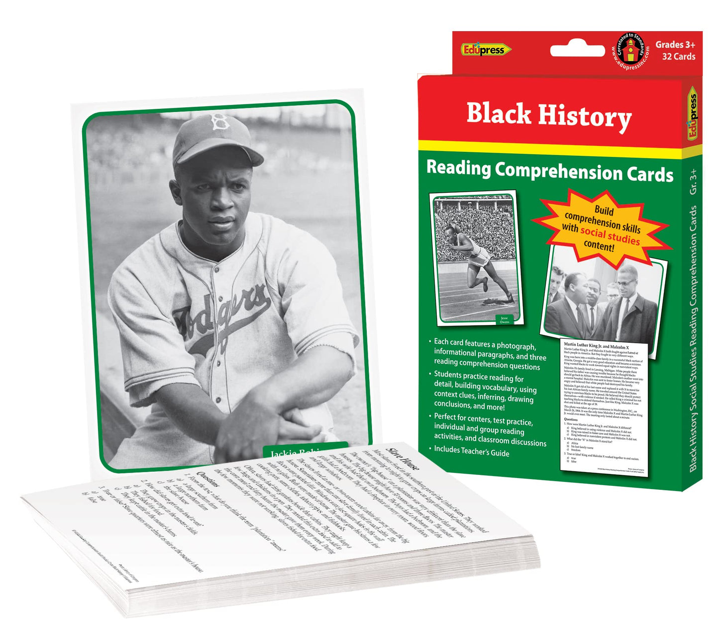 Edupress Reading Comprehension Social Studies Cards, Black History (EP63540) Medium