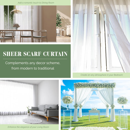 Elegant Comfort Lightweight Sheer Voile Window Scarf Valance - 216 Inch Long - 1 Panel Sheer Curtain for Living Room, Event Decor, Bedroom, (1 Piece) 55" X 216'' Long, Light Blue