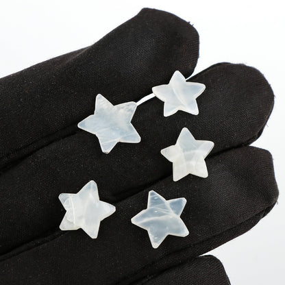 CRYSTALINES 5pcs, Wholesale Natural White Moonstone Gemstones, Bulk Star Shape Stones, Assorted Loose Supply, DIY Craft-Jewelry Making, Chakra Healing Crystals, Gem Collection, 8-12mm