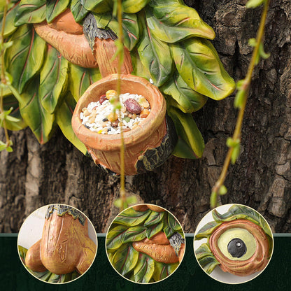 Flytime Tree Face Decor Outdoor,Whimsical Outdoor Art with Bird Feeder,Tree Hugger Bark Ghost Face Decoration Funny Yard Art,Garden Creative Decoration (8 INCH)