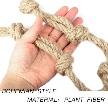 BEL AVENIR 2 Pack Jute Boho Curtain Tiebacks Rope - Handmade Retro Curtain Rope Tie Back Decorative Curtain Holdbacks with Ball