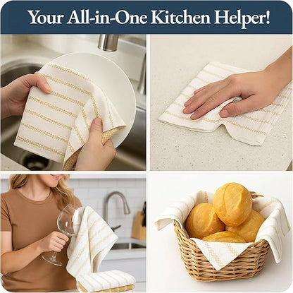 LANE LINEN Kitchen Towels Set of 4-18”x28” Absorbent Cotton Dish Towels