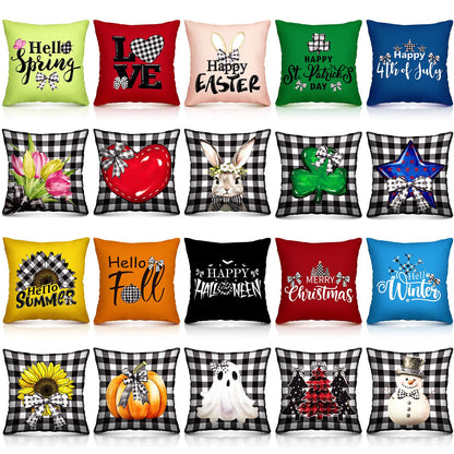 Mindsoft 20 Pcs Holiday Pillow Covers 18 x 18 Easter Pillow Cover Spring Summer 250th Anniversary Pillowcase Decorative Seasonal Cushion Case for Farmhouse Home Sofa(Festival)