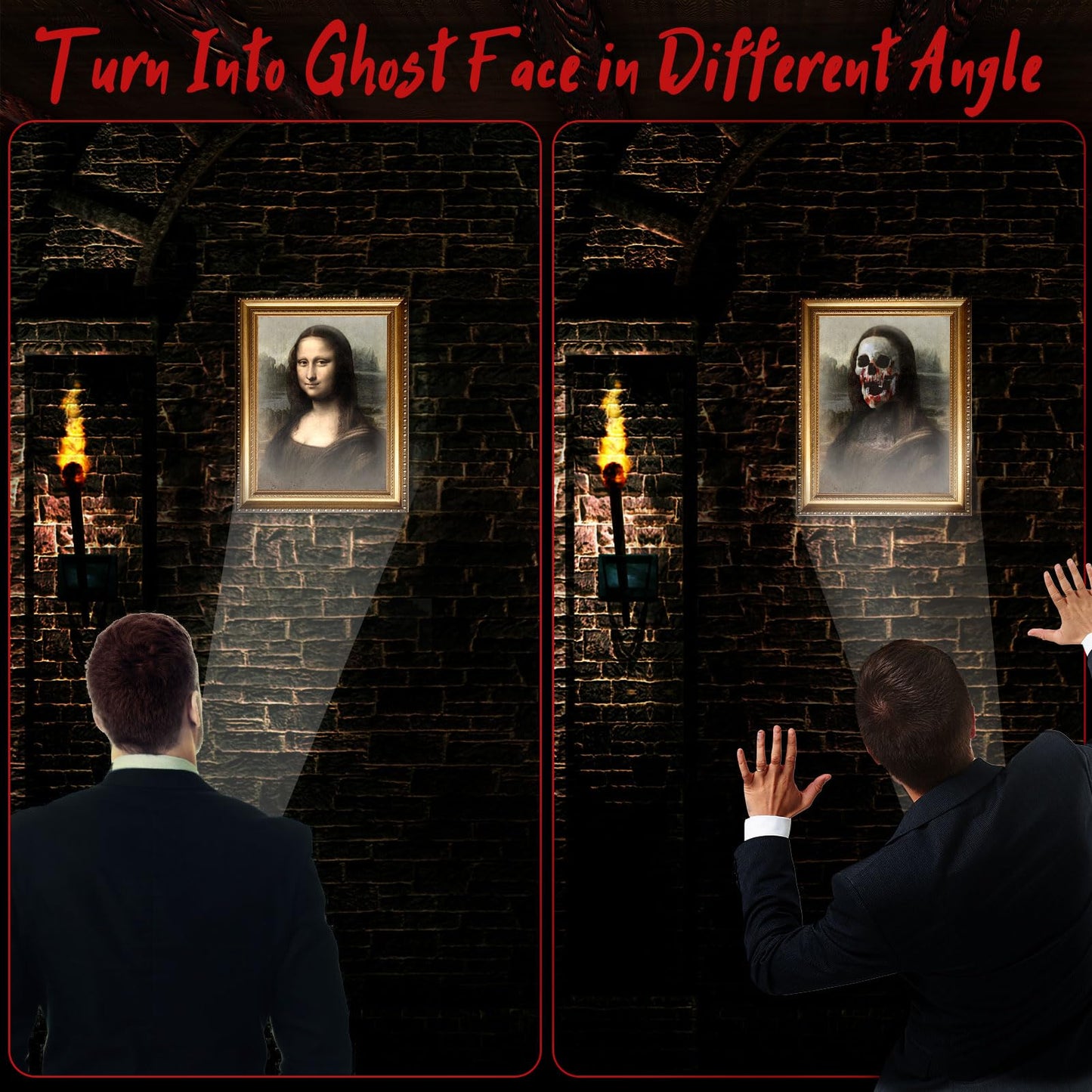 Tuanse Halloween Decorations Indoor 3D Changing Face Pictures Horror Scary Portraits Spooky Ghost Picture Frame Creepy for Wall Halloween Party House(Mixed Style,9 Pcs)