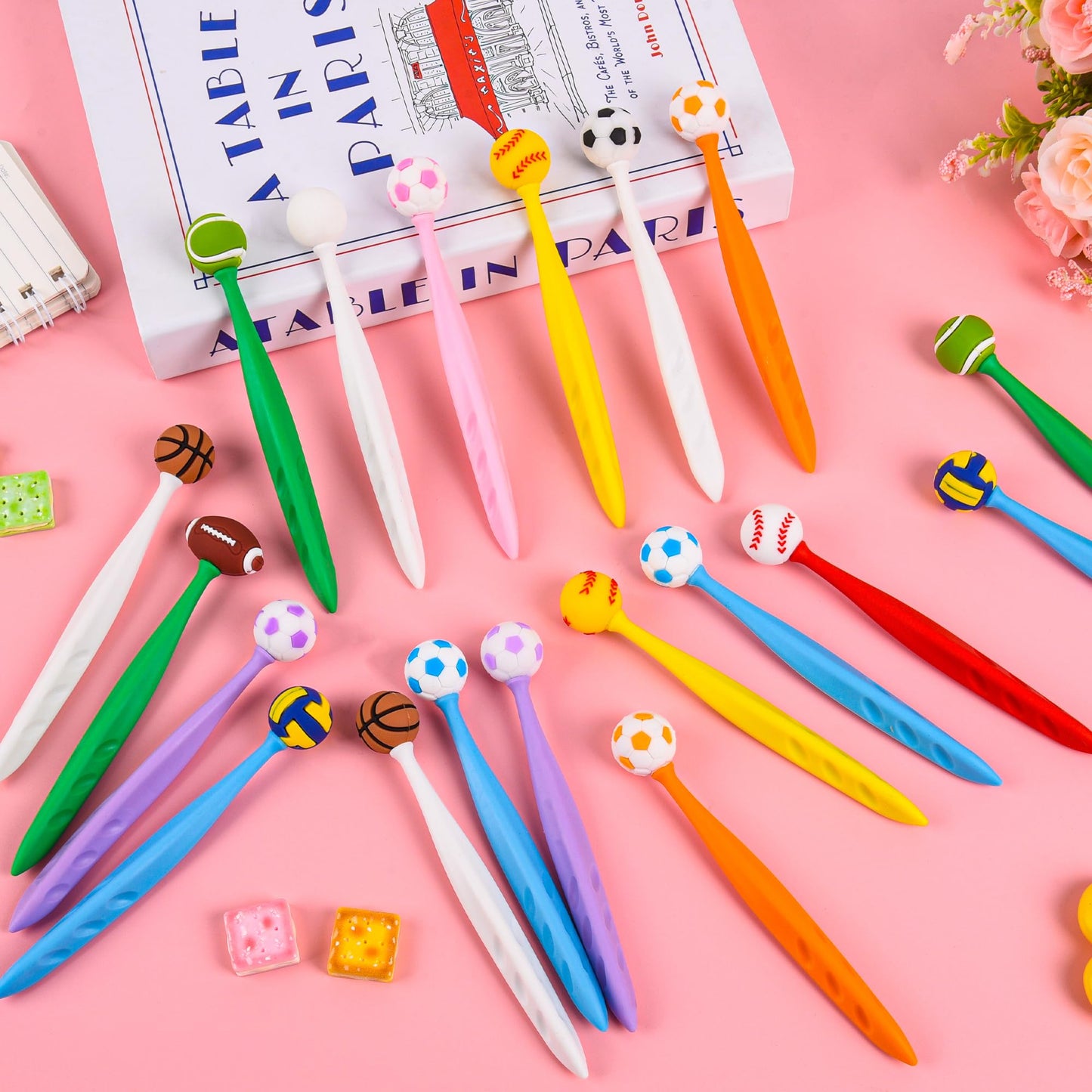 48 Pcs Cute Sport Bobblehead Eraser for Pencils Kawaii Erasers Cute Fun Cartoon Erasers Supplies Birthday Classroom Gifts