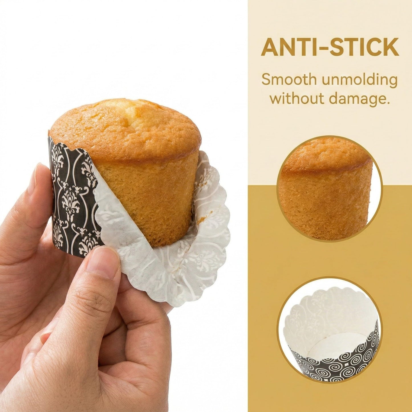 Hiceeden 300 Pcs Paper Cake Baking Cups, 5 Oz Greaseproof Muffin Liners Disposable Cupcake Wrappers Black & White for Birthday, Wedding, Baby Shower, Holiday