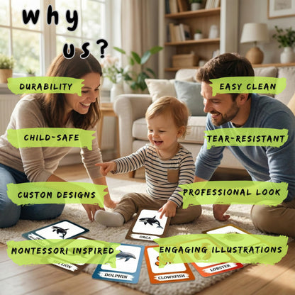 The Biblio Hub Sea Animals Flashcards – Non-Tearable Synthetic Learning Cards for Toddlers, Preschool & Kindergarten, Double-Sided Set