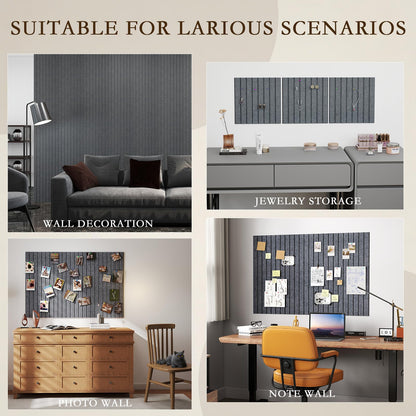 JBER Large Felt Bulletin Board 36" x 24" - 6 Pack Felt Wall Tiles, Cork Board Alternative to Use in Office & Home Decor, Classroom Decor, Vision Board to Display Your Photos(Dark Gray)
