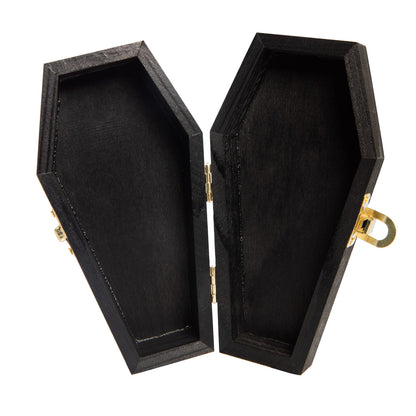 Creative Hobbies 6" Black Painted Wood Coffins - Fillable Mini Casket for Halloween Parties, Goth Decor, Small Pet Burials, Trinket Storage | 2 Pack