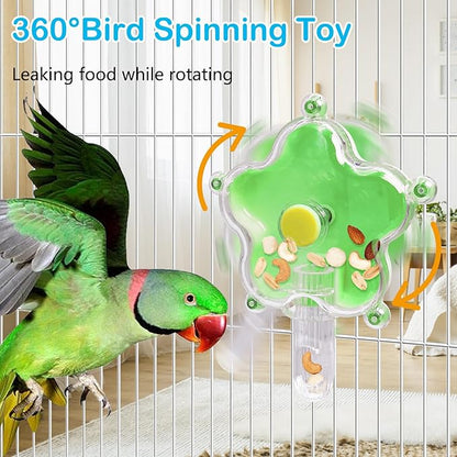 BNOSDM Bird Foraging Toys Cockatiel Foraging Wheel Parrot Cage Spinning Toys Parakeet Enrichment Puzzle Feeder Toy for Budgies Lovebirds Canaries (Green)