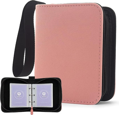 1 Pocket Card Binder with Zipper, 100 Pockets Mini Trading Card Album, Premium PU Leather Single Card Binder, Small Display Folder for TCG & Sports Cards