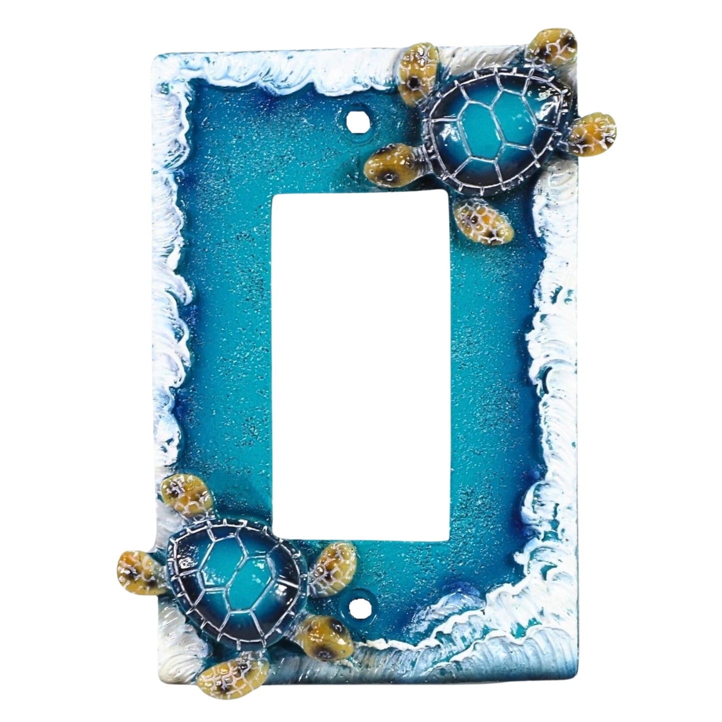 BestGiftEver Nautical Single Rocker Switch (1 Gang) Decorative Light Switch Plate Cover with Sea Turtle and Ocean Waves Design, Coastal Home Décor for Unique Lighting Accents