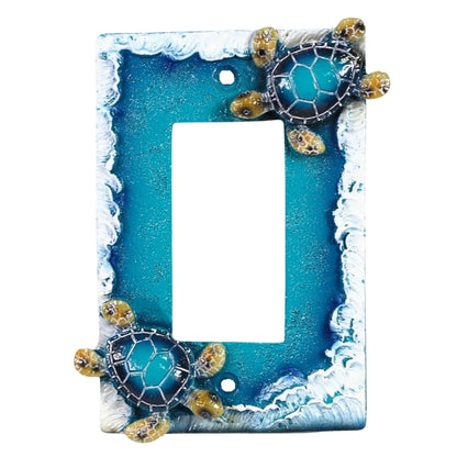BestGiftEver Nautical Single Rocker Switch (1 Gang) Decorative Light Switch Plate Cover with Sea Turtle and Ocean Waves Design, Coastal Home Décor for Unique Lighting Accents
