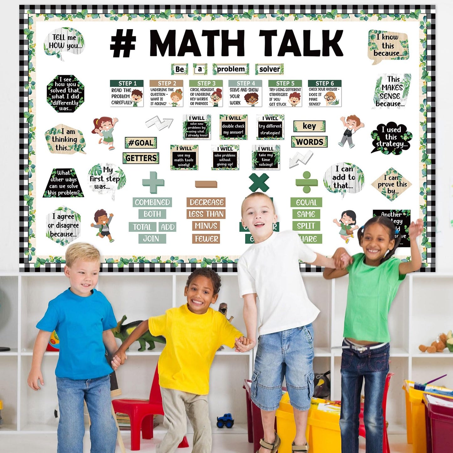 Pajean 85 Pcs Math Bulletin Board Set Math Posters Classroom Decorations for Elementary Middle High School Mathematics Education Posters Teacher Supplies(Plant)