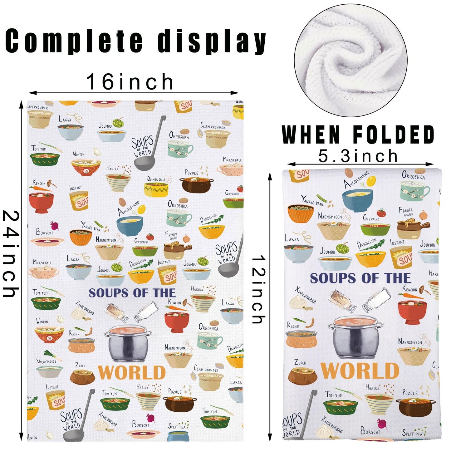 G2TUP Soups Kitchen Towels Soup Dish Towels Soup Themed Towel Soups of The World Gift (SOUPS of The)