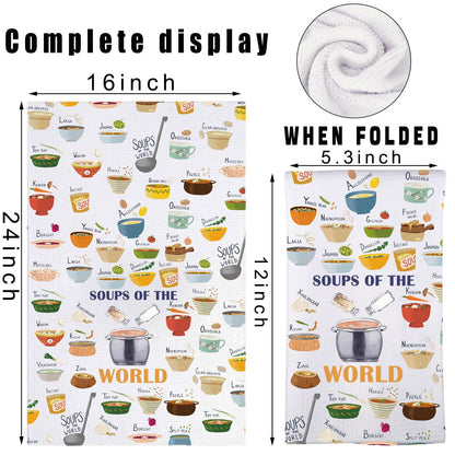 G2TUP Soups Kitchen Towels Soup Dish Towels Soup Themed Towel Soups of The World Gift (SOUPS of The)