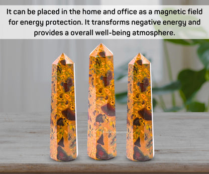 Amazing Gemstone Fruit Jasper Crystal Towers - Natural Healing Crystal Point Obelisk for Reiki Healing and Crystal Grid (3" to 4" INCH)