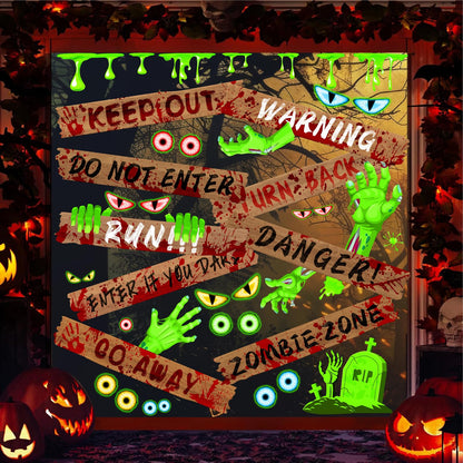 Halloween Window Decoration Clings Halloween Window Decals Indoor Scary Glass Door Decals Haunted House Boards Vinyl Decal Removable Monster Eyes Static Cling for Treat or Trick Holiday Party Supply