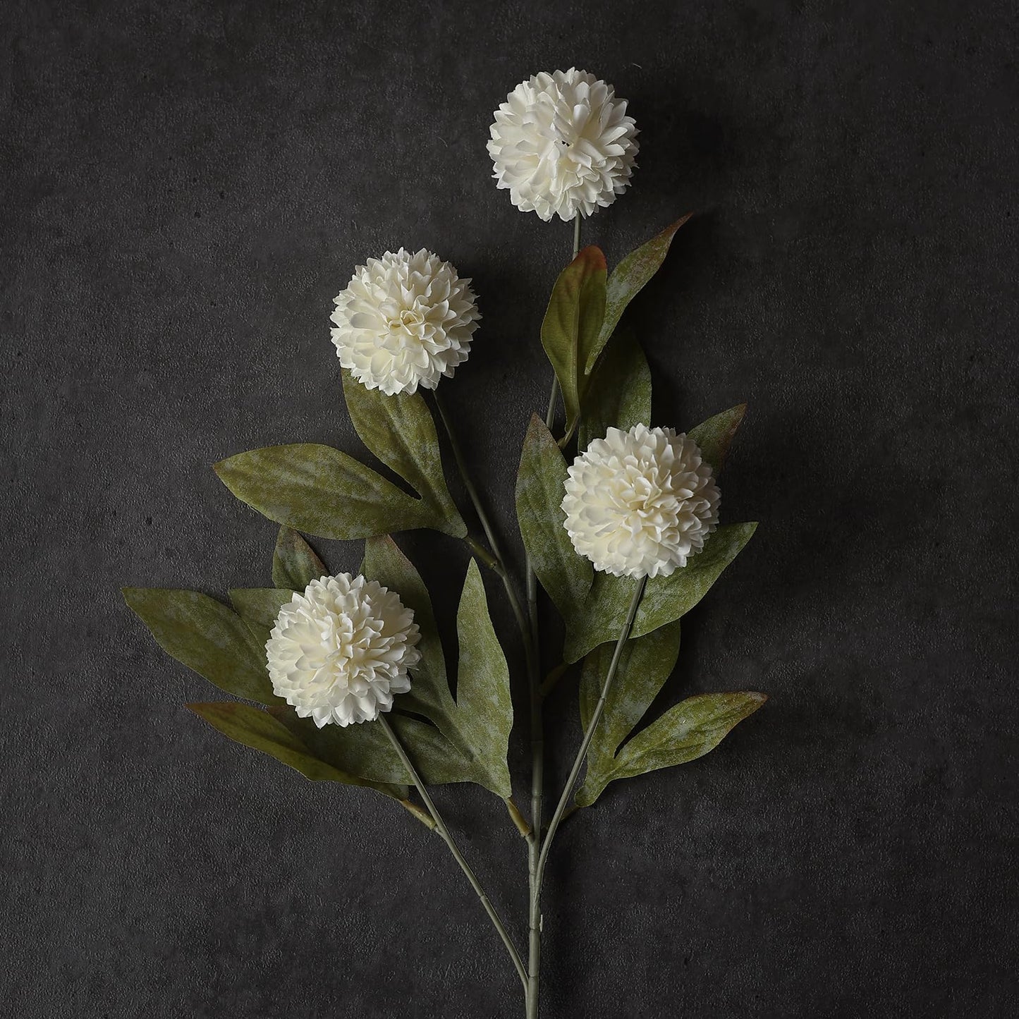 Juxdp 6 PCS Artificial Pompon Mum Branches for Vase - 27" Fake Silk Chrysanth Stems Look Real Faux Flowers for DIY Bouquet, Table Centerpieces, Farmhouse, Home Decor (Cream)