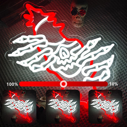 Skeleton Neon Sign Dimmable Skull Neon Sign for Wall Decor Skeleton Neon Light Skull Led Neon Light for Man Cave Game Room Christmas Party Decor Gifts