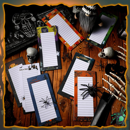 8 Pcs Halloween Magnetic Notepads with Pu Leather Pen Holder Magnetic To Do List Reminder Memo Pad Halloween Magnetic Grocery List Pad for Fridge Magnetic To Do List for Fridge Shopping Grocery Memo