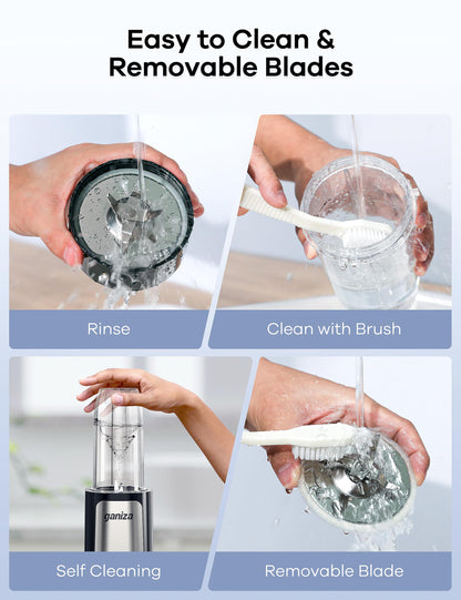 Ganiza Blender for Smoothies, 14Pcs Personal Blender for Shake and Smoothies for Kitchen with 3 Portable Cups (1x24oz & 2X17oz), Single Serve Smoothie Maker, Nutritious Recipe