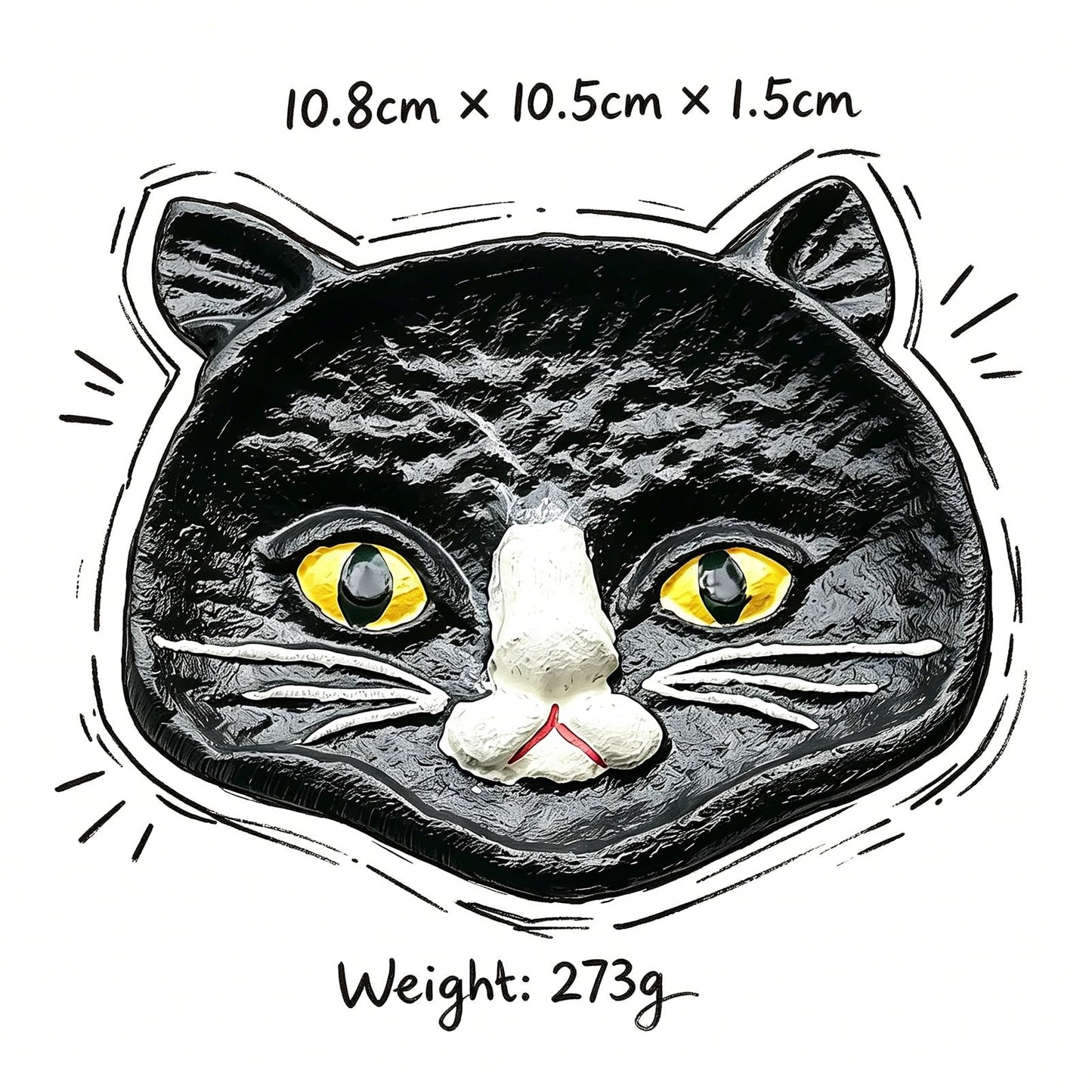 Womeet Black Cat Face Cast Iron Trinket Dish, Gothic Kitten Jewelry Tray, Small Decorative Cat Ring Holder for Earrings Necklings Rings, Halloween Home Decor Storage Dish for Vanity Countertop