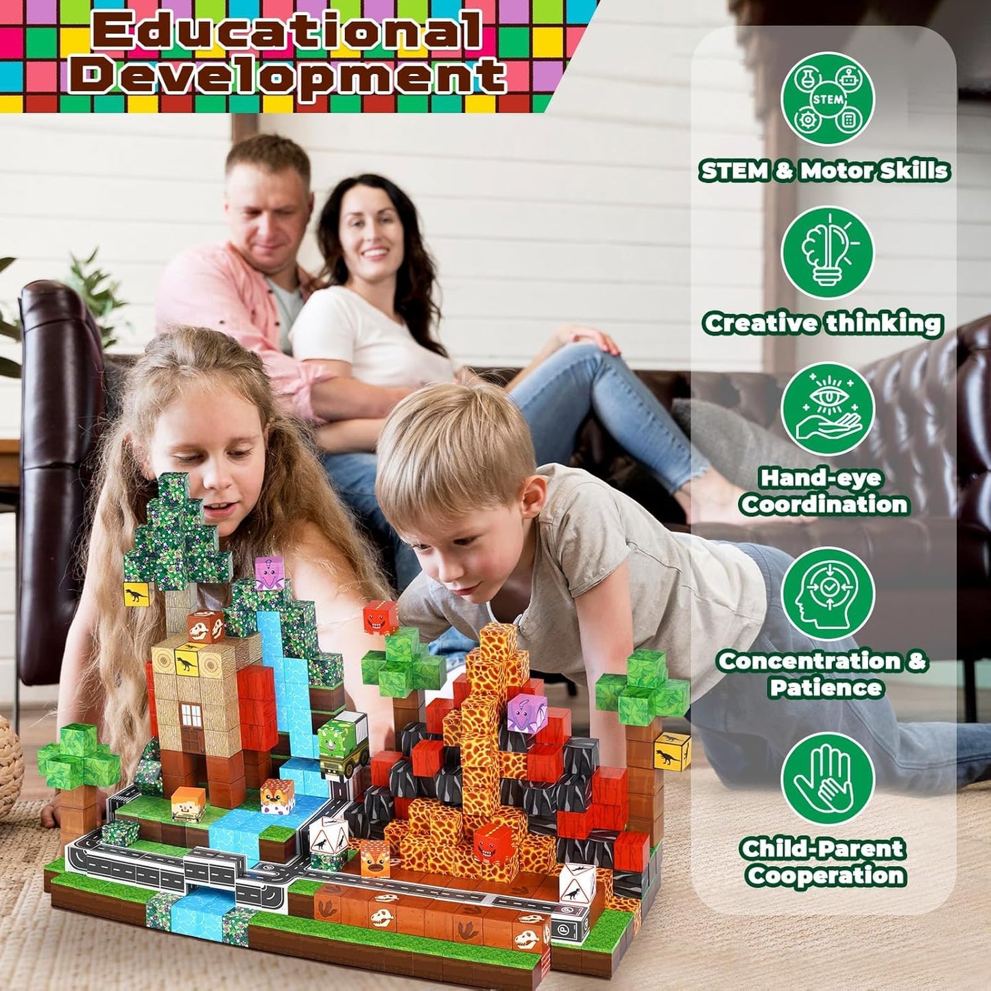 Magnetic Blocks - 100PCS Magnetic Building Blocks, Stacking Magnets for Kids, STEM Learning for Kid, Magnetic Blocks for Kids Ages 4 5 6 7 8 9, Birthday Gifts for 3-10 Years Old Boys Girls